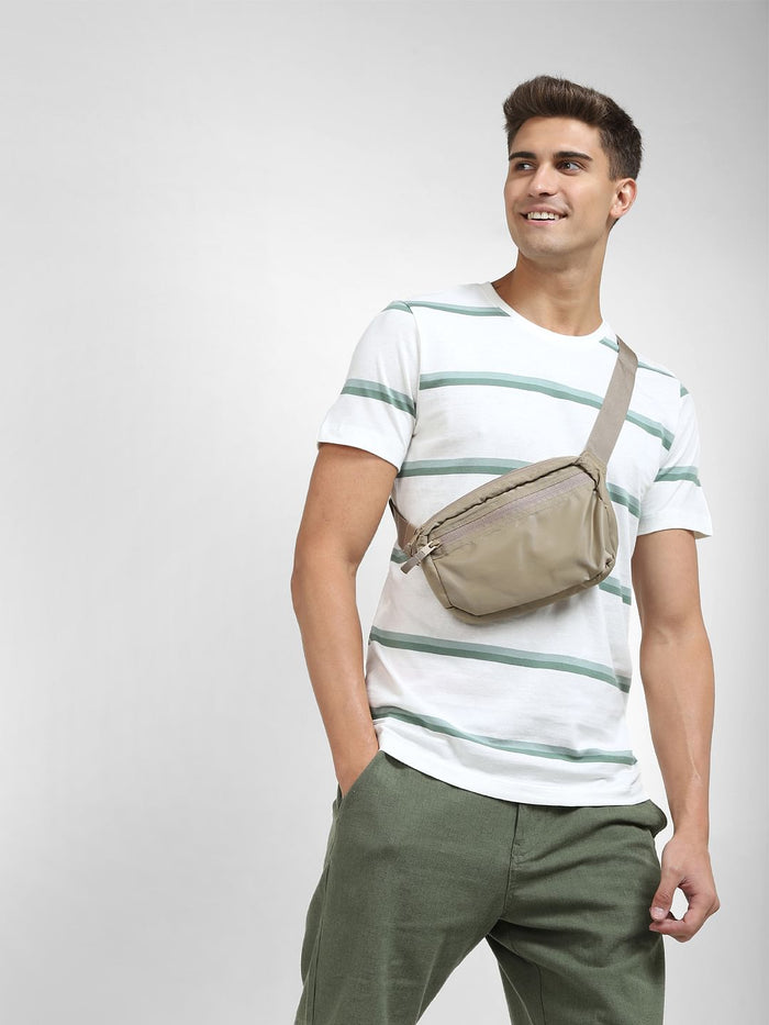 Green Striped Crew Neck T-Shirt
