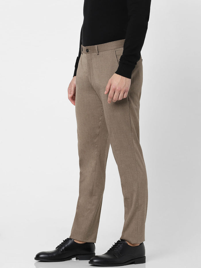 Greige Slim Fit Suit Trousers