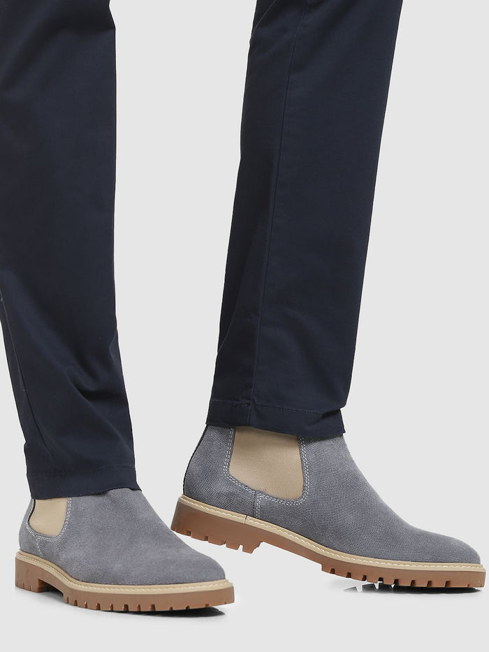 Grey Colourblocked Chelsea Boots