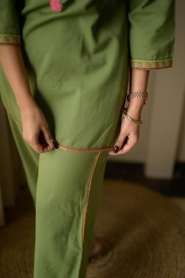 Grisha Embroidered Coord Set- Green