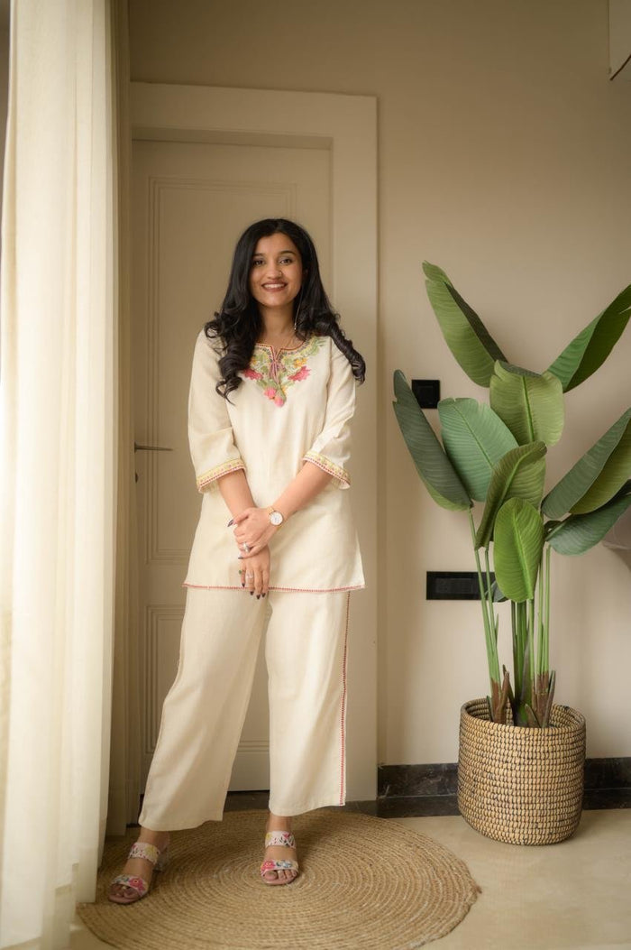 Grisha Embroidered Coord Set- Off White