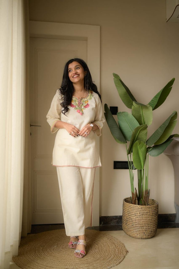 Grisha Embroidered Coord Set- Off White