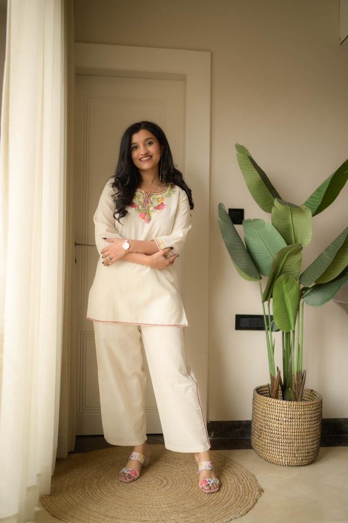 Grisha Embroidered Coord Set- Off White