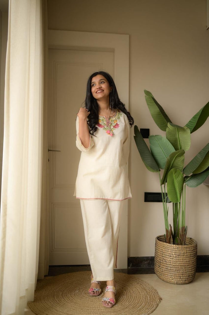 Grisha Embroidered Coord Set- Off White