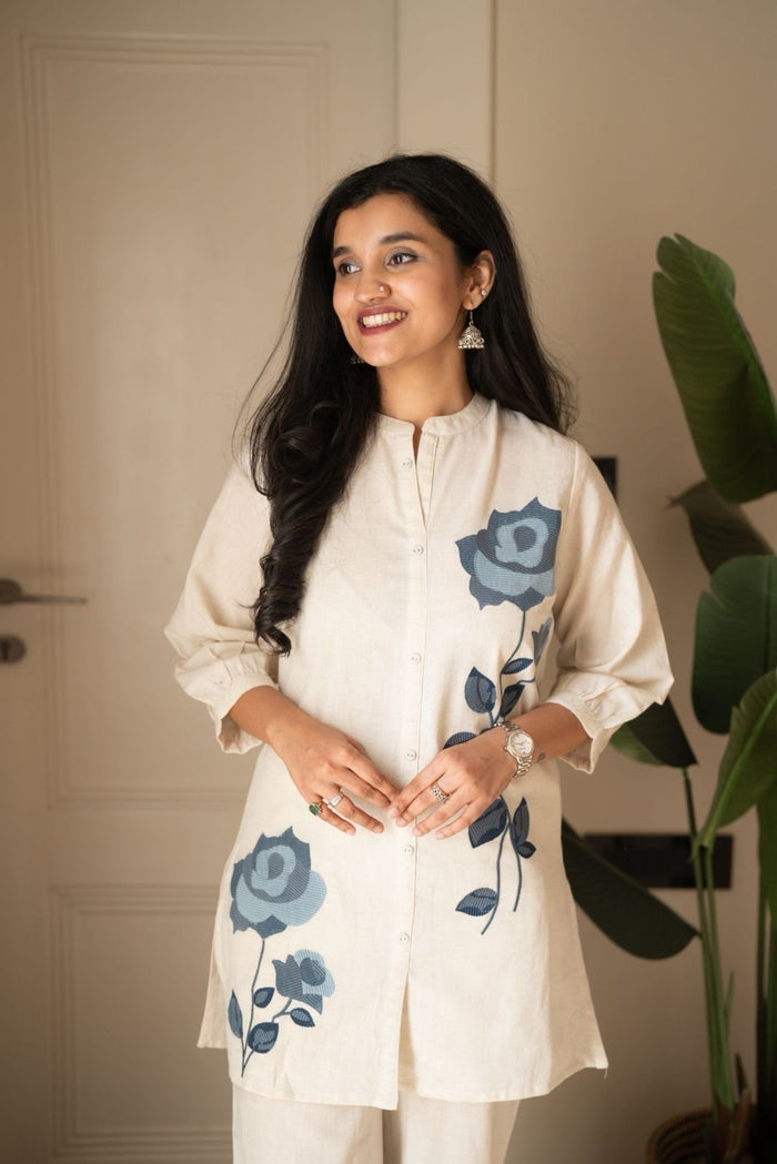 Gyana Embroidered Off White Coord Set