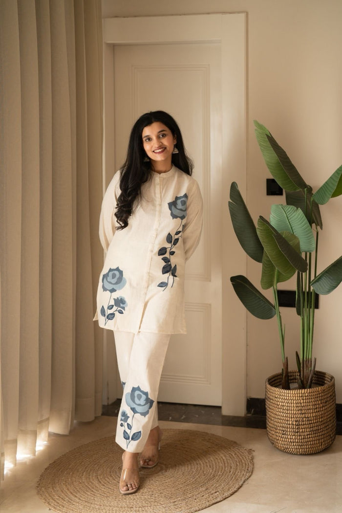 Gyana Embroidered Off White Coord Set