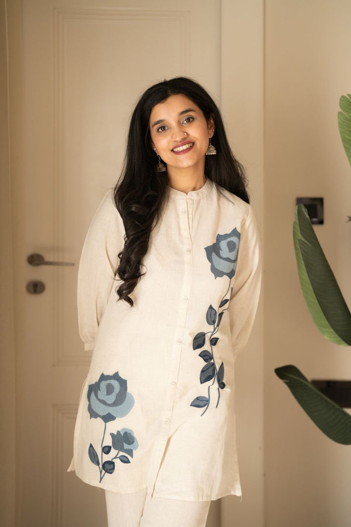 Gyana Embroidered Off White Coord Set