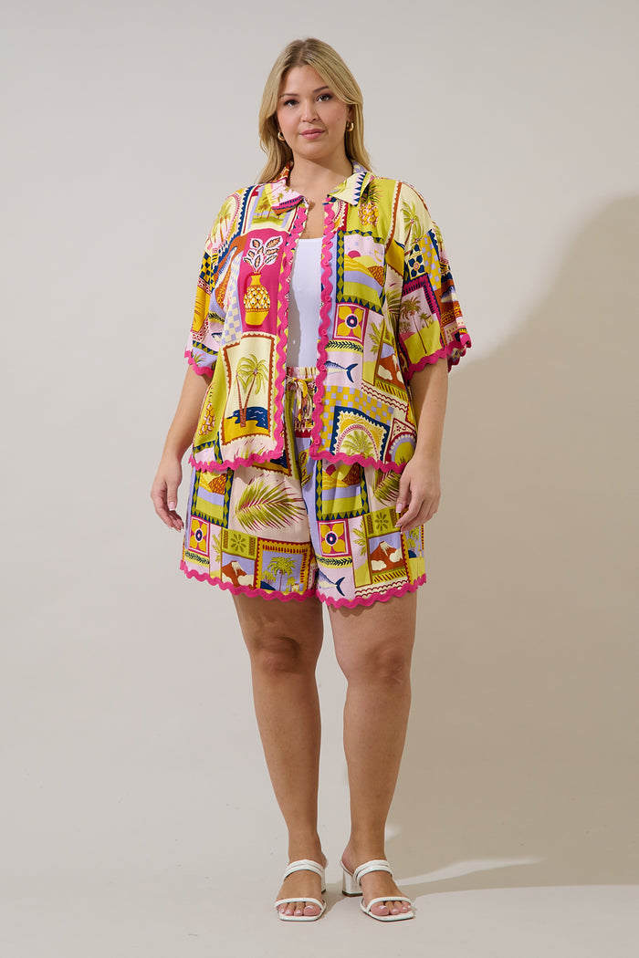 Halle Drawstring Shorts Talmar Postcard Curve
