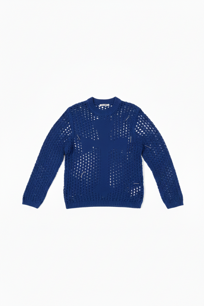 Halt Knit Shirt — sweater in blue | CRUX