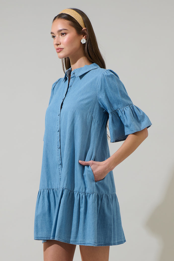 Haysville Chambray Shift Mini Dress