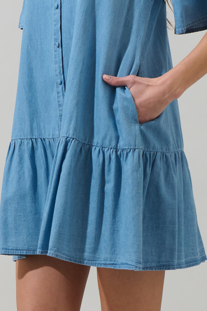 Haysville Chambray Shift Mini Dress