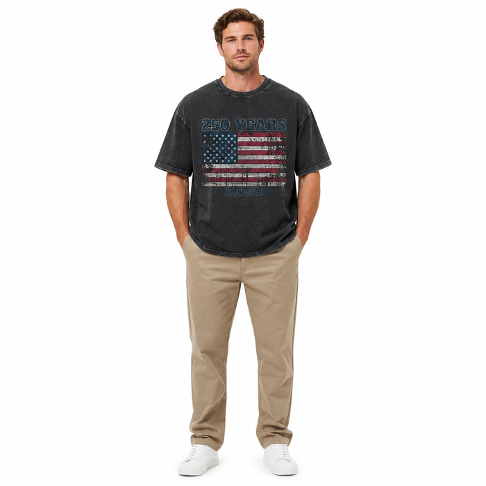 Retro printed cotton t shirt for men and women with a relaxed silhouette, soft pre-washed feel and heavyweight 230 GSM fabric