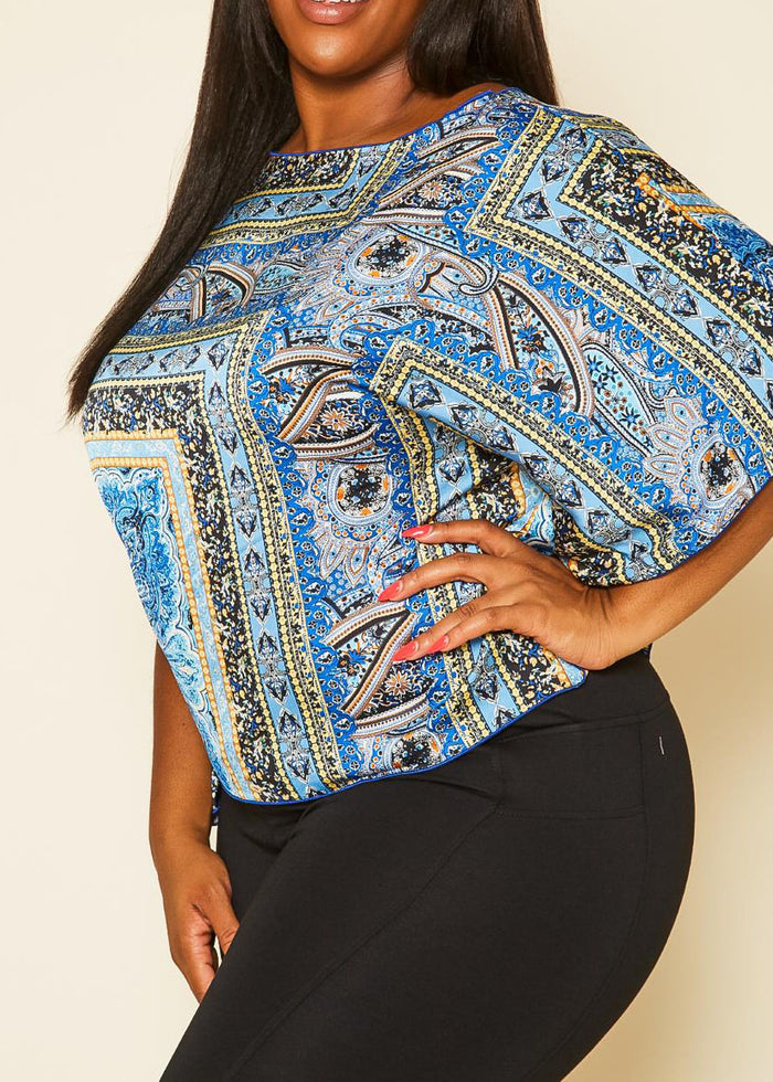 HI Curvy Plus Size Women Paisley Print Dolman Sleeve Shirts Made In USA