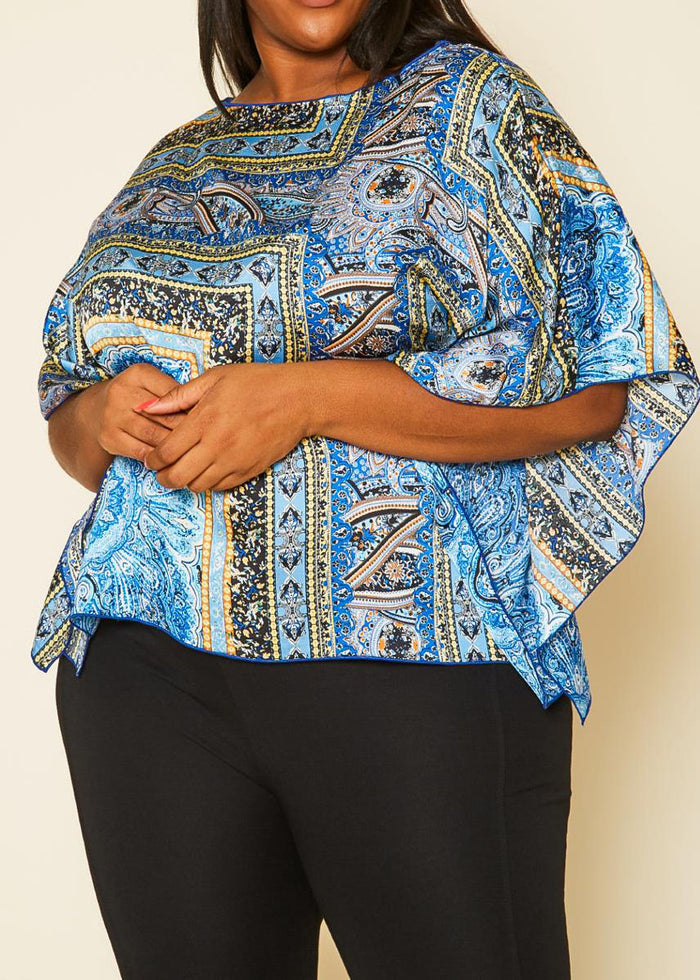 HI Curvy Plus Size Women Paisley Print Dolman Sleeve Shirts Made In USA