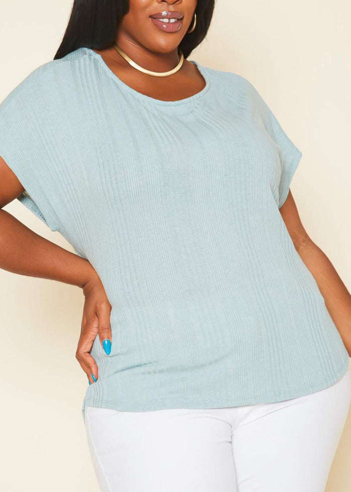 Hi Curvy Plus Size Women Ribbed Dolman Sleeve Top