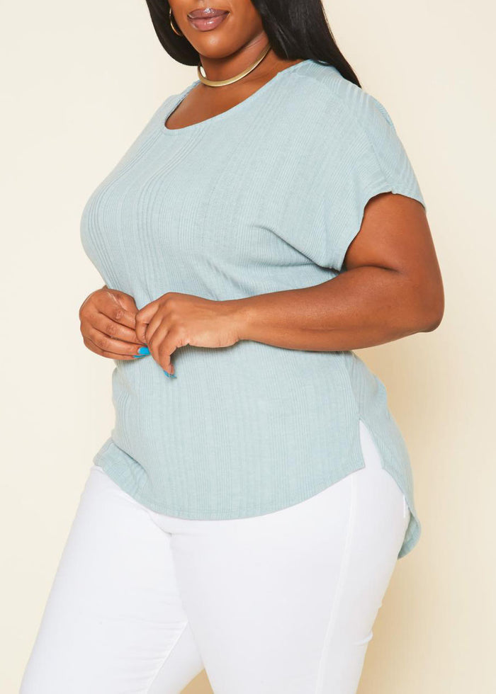 Hi Curvy Plus Size Women Ribbed Dolman Sleeve Top