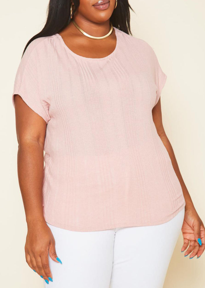 Hi Curvy Plus Size Women Ribbed Dolman Sleeve Top