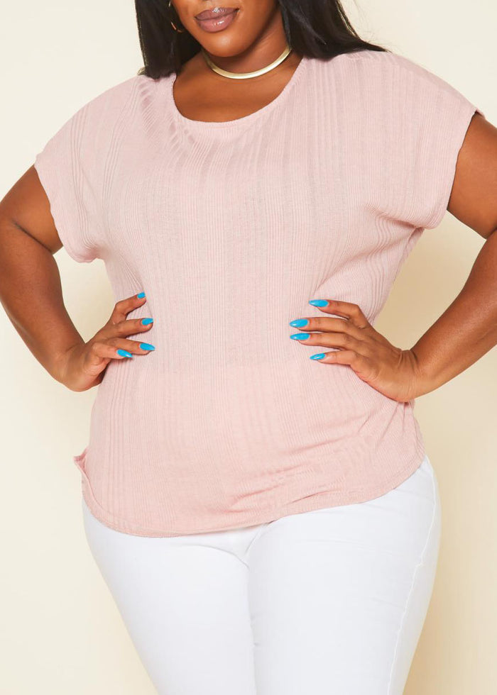 Hi Curvy Plus Size Women Ribbed Dolman Sleeve Top