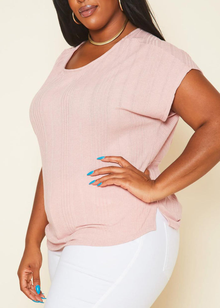 Hi Curvy Plus Size Women Ribbed Dolman Sleeve Top