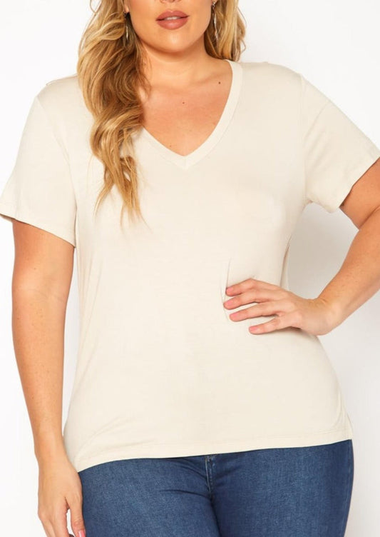 Hi Curvy Plus Size Women V Neck Short Sleeve T-Shirts