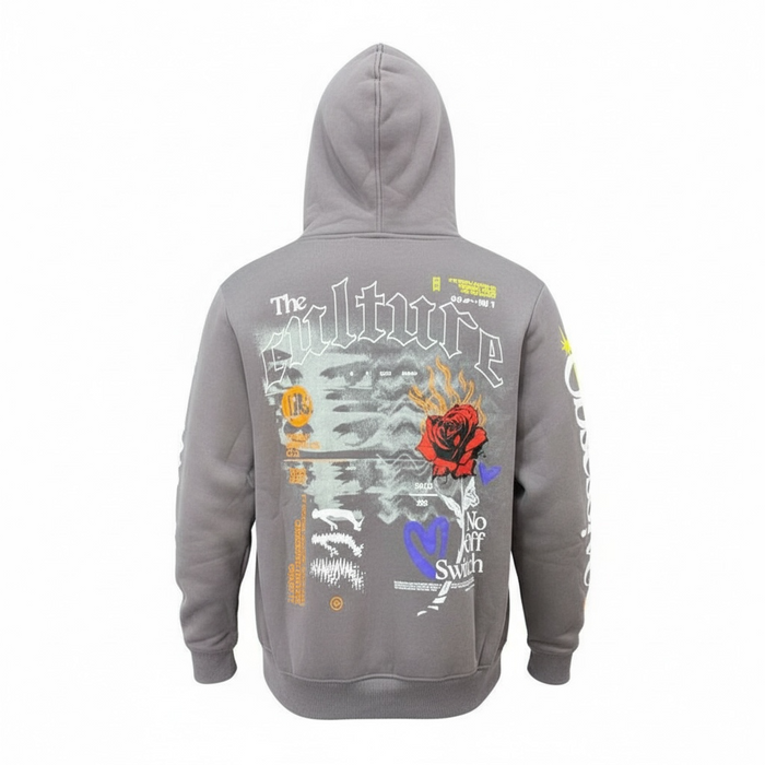 Highly Undrtd Obsessive Culture hoodie in storm color, featuring a casual fit and graphic print, made from soft, comfortable fabric.