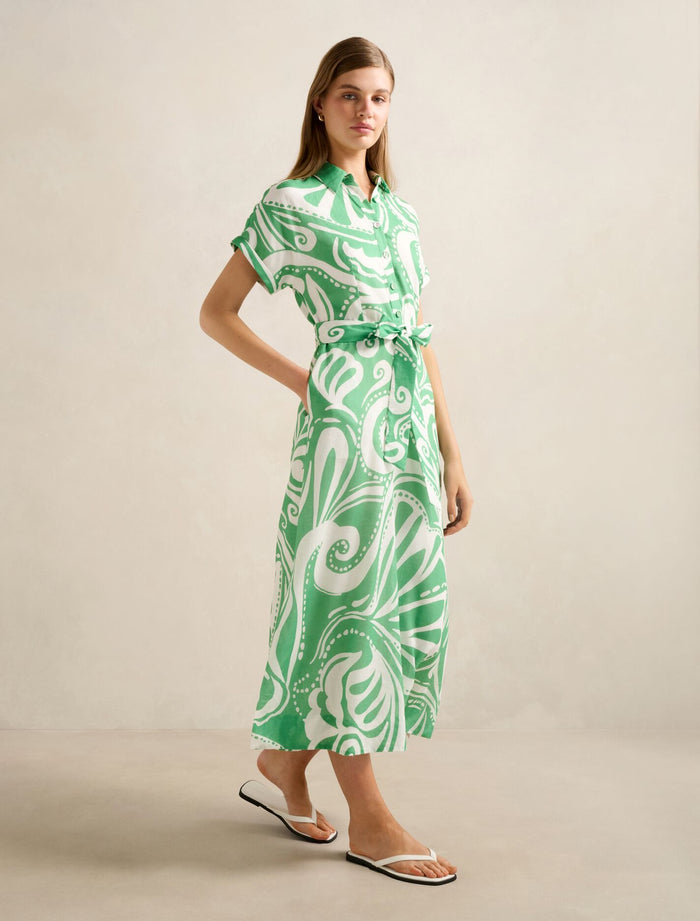 Hilary Belted Linen Midi Dress Forever New