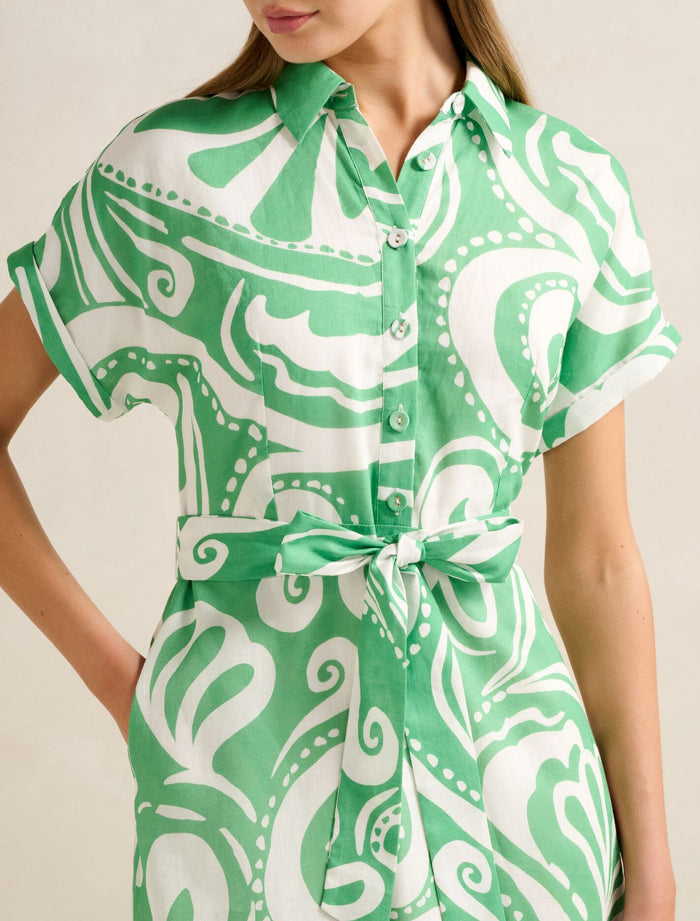 Hilary Belted Linen Midi Dress Forever New
