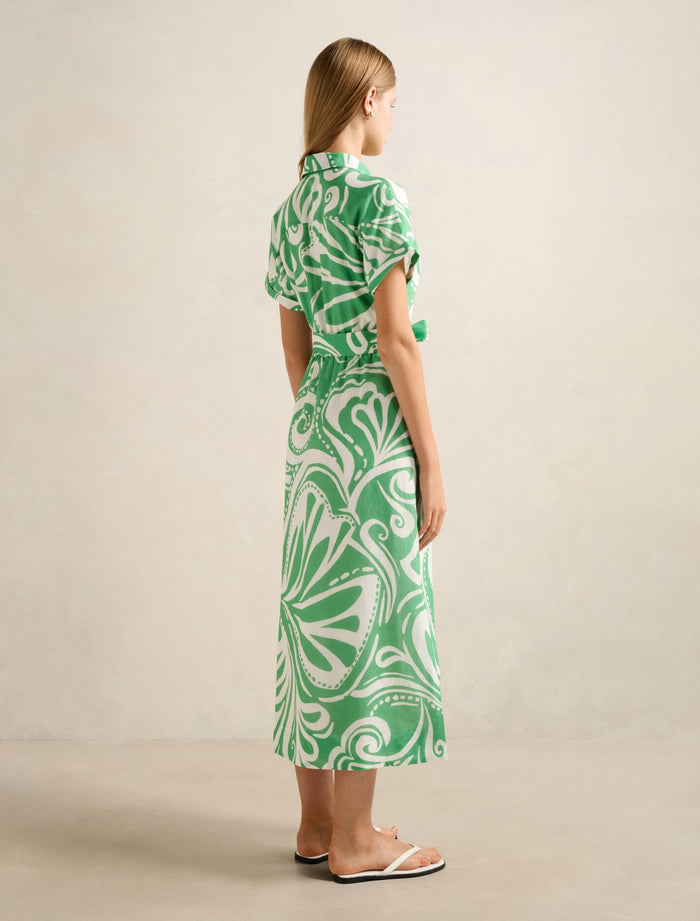 Hilary Belted Linen Midi Dress Forever New