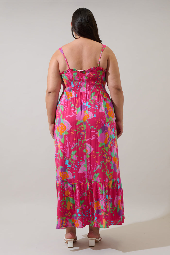 Himera Floral Kells Smocked Maxi Dress Curve
