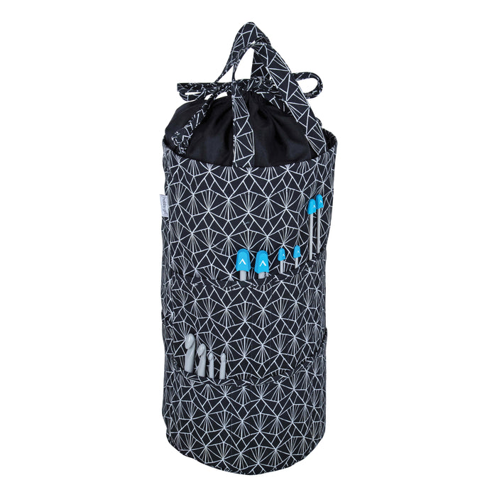 Hobby Gift: Knitting Bag: Drawstring with Outside Pockets: Deco: Item size: (d/w/h) 15 x 41 x 19.5cm.