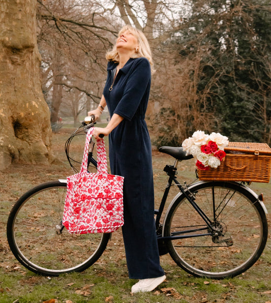'Honor' Wide Leg Jumpsuit | Navy Stretch Towelling