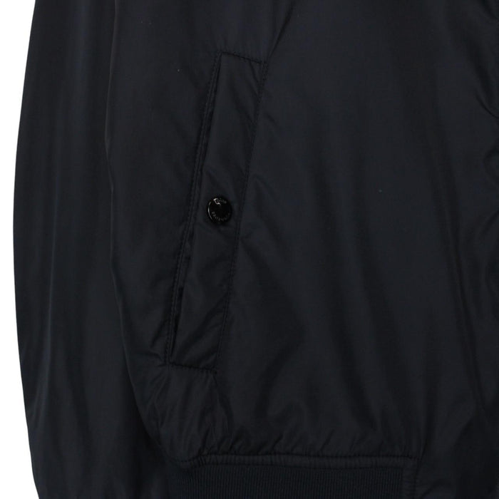 Hugo Boss navy blue bomber jacket full zip nylon with logo detail.