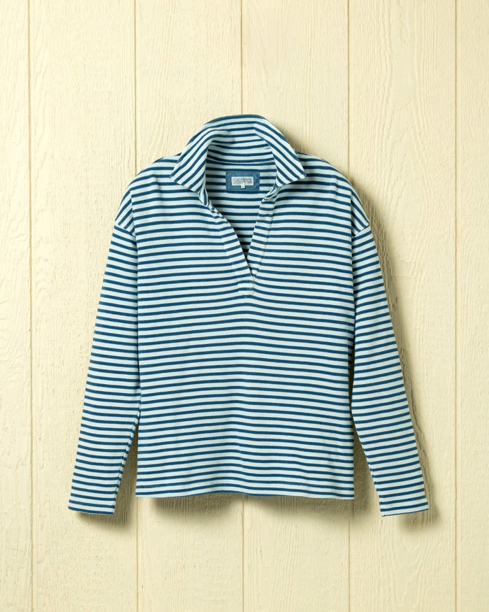 Indigo Inlet Pullover in Blue/White Textured Knit