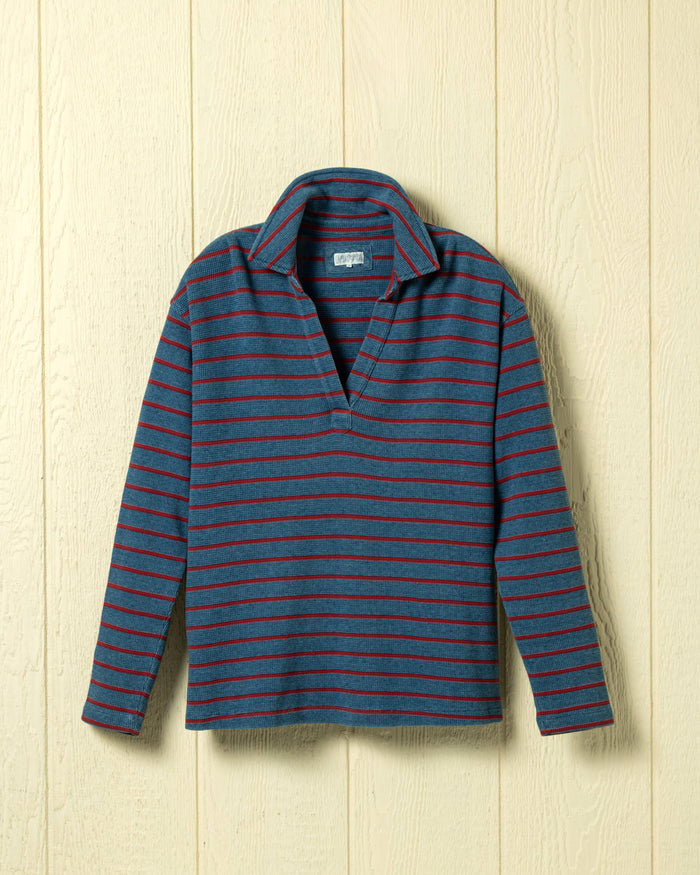 Indigo Inlet Pullover in Red/Navy Textured Knit