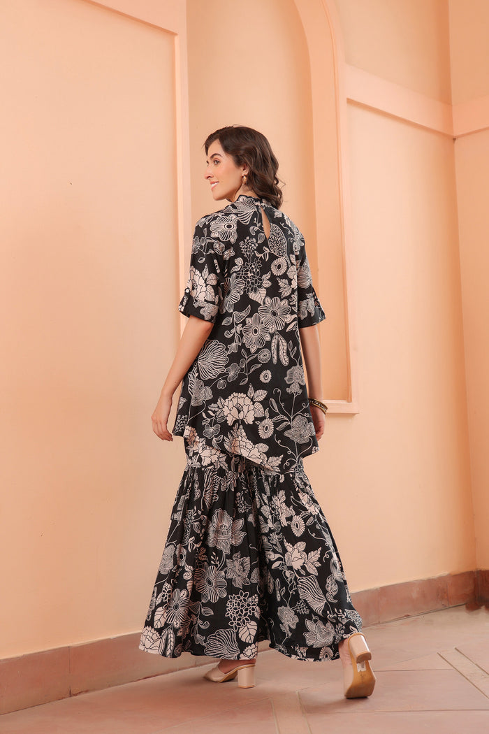Inkblot Iris Sharara Russian Silk Co-ord Set