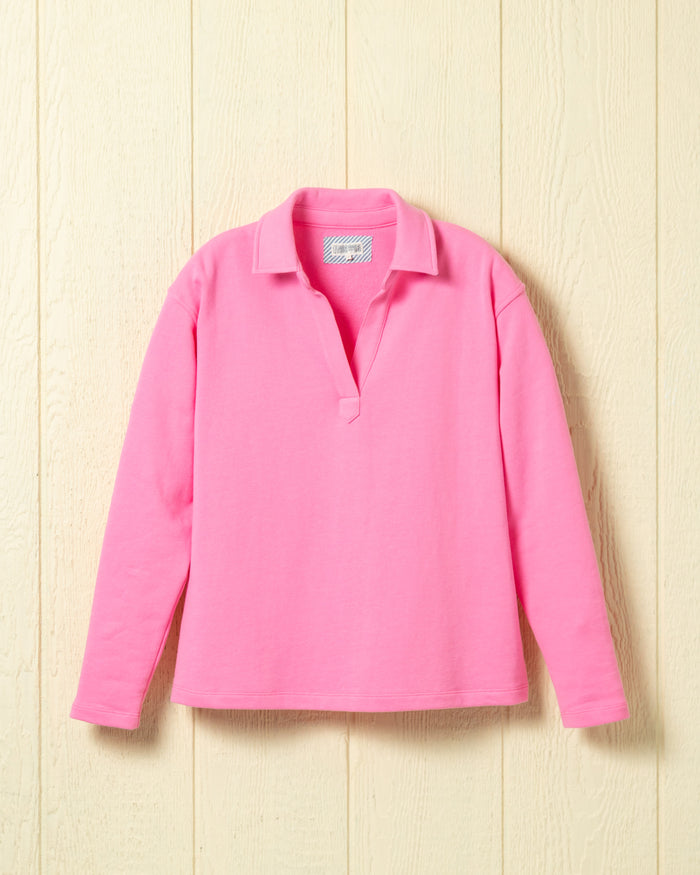 Inlet Pullover in Flamingo Loopback Terry