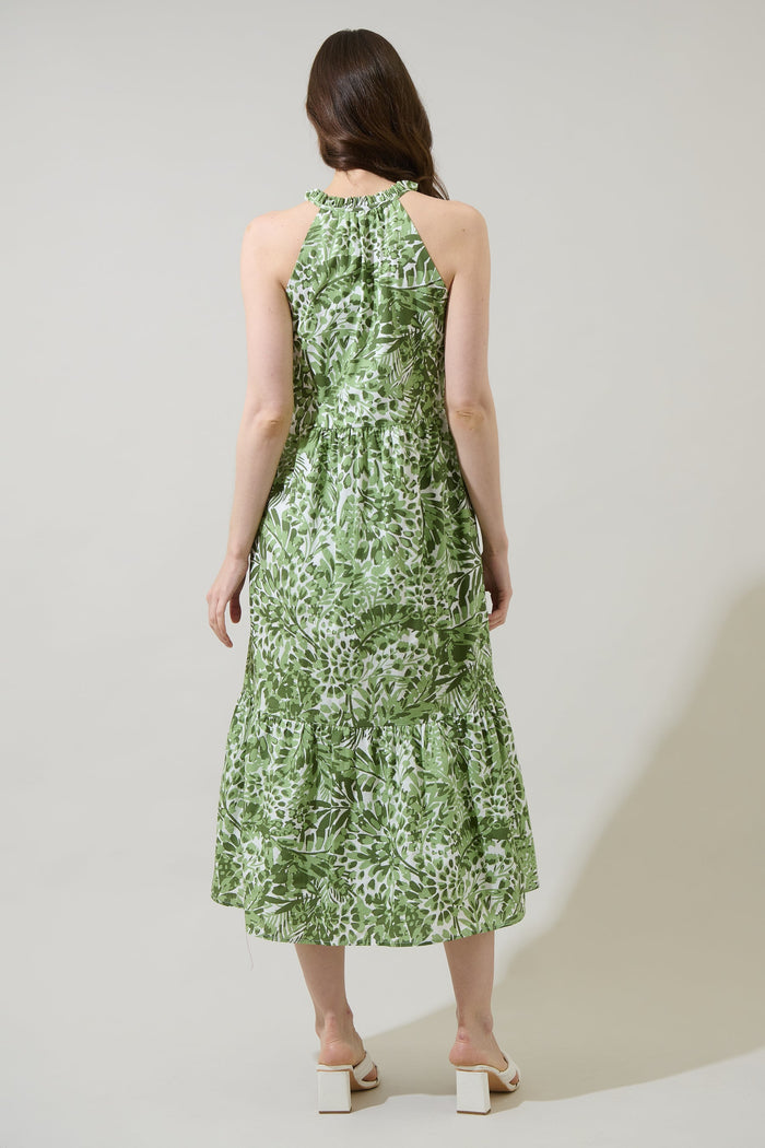 Irenan Leaf Zelie Sleeveless Midi Dress
