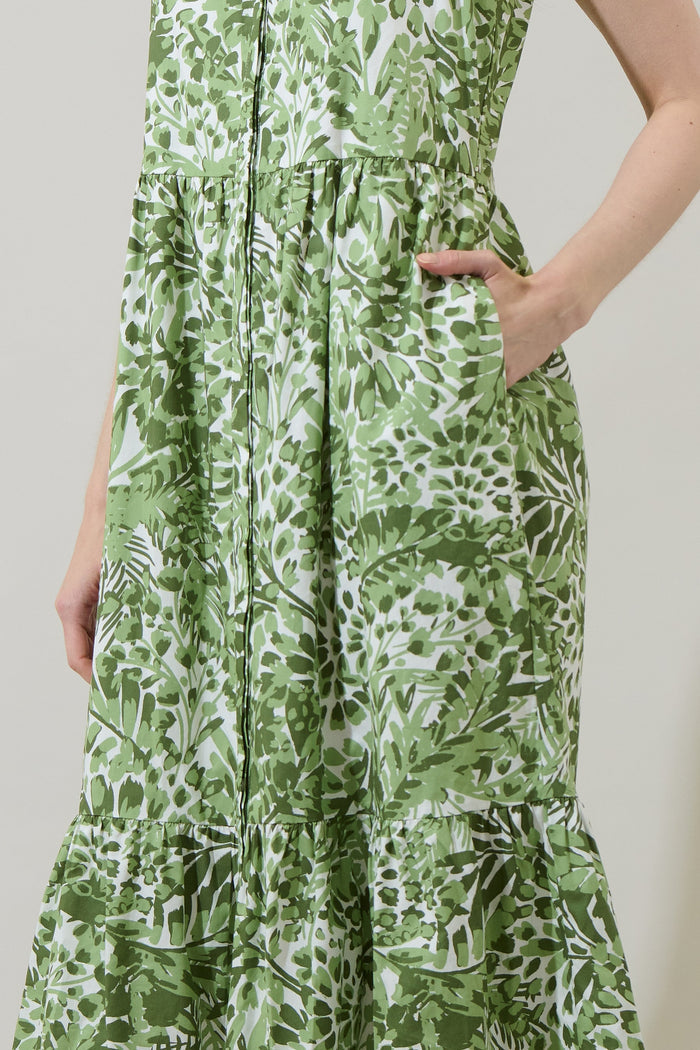 Irenan Leaf Zelie Sleeveless Midi Dress