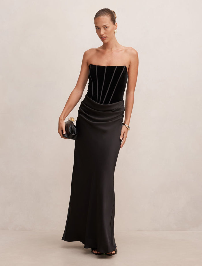 Isra Velvet Corset Maxi Dress Forever New