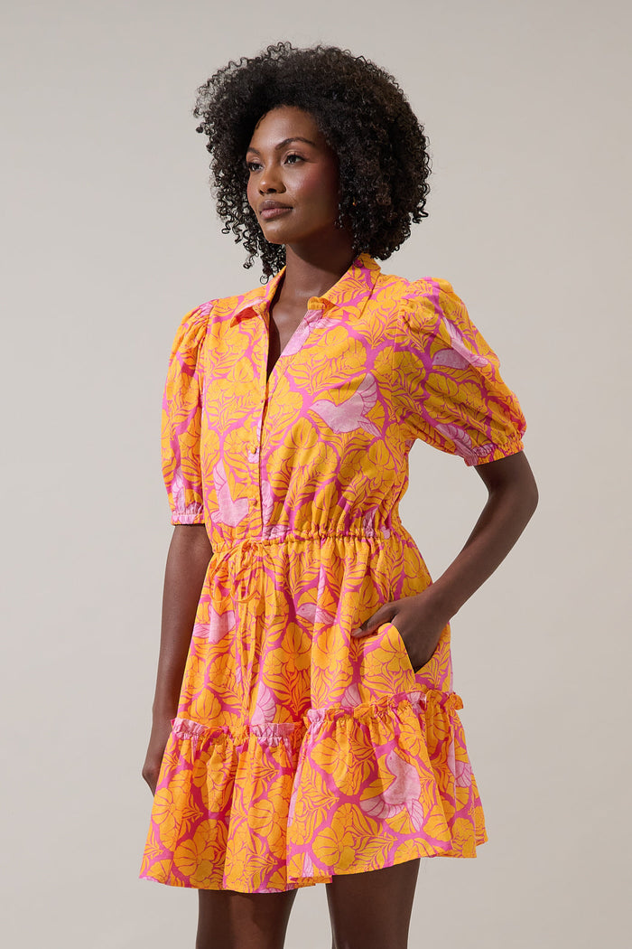 Jaidy Floral Stacie Button Down Mini Dress
