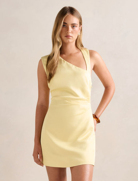 Jayde Asym Mini Dress Double Cream Forever New
