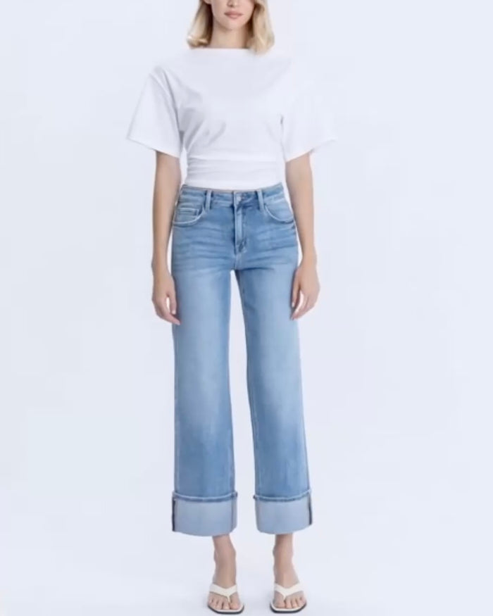 Jenny Cuffed Slim Wide Denim
