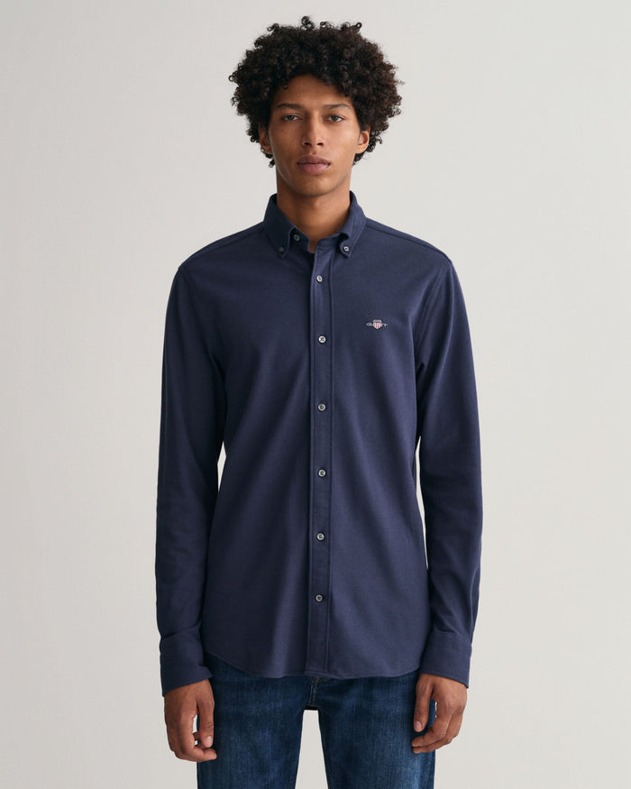 Jersey Piqué Shirt in Marine