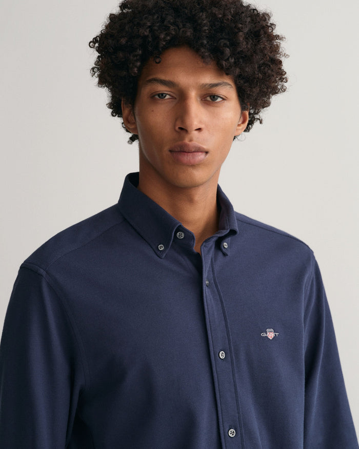 Jersey Piqué Shirt in Marine
