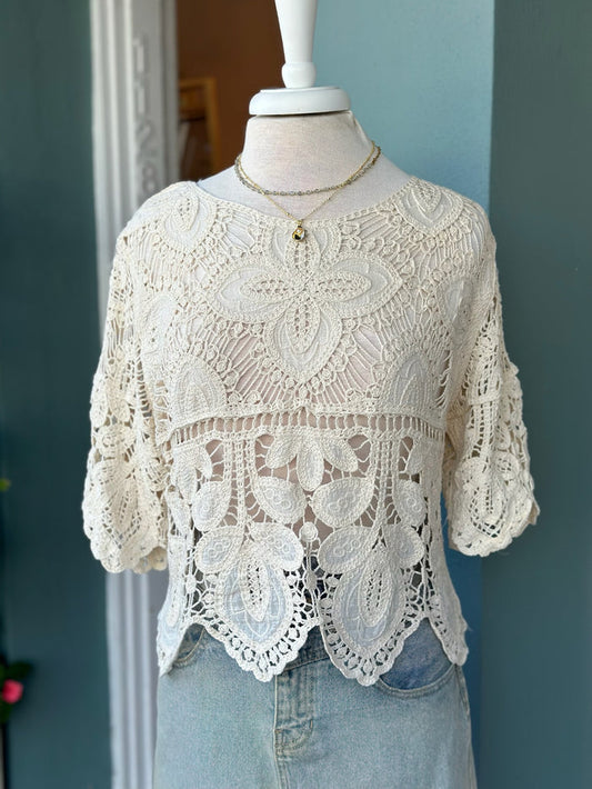 Beige Lace top at Ardor Boutique is one size