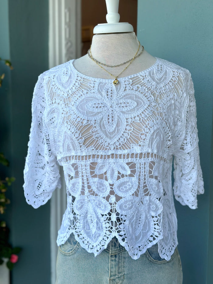 Juliette white lace Italian made top