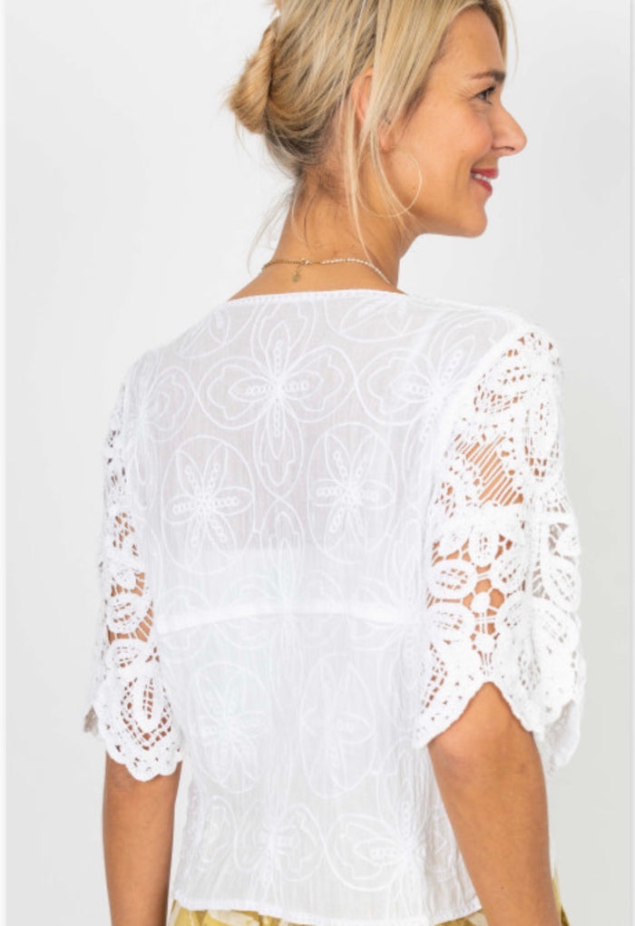 Side and back view of white top