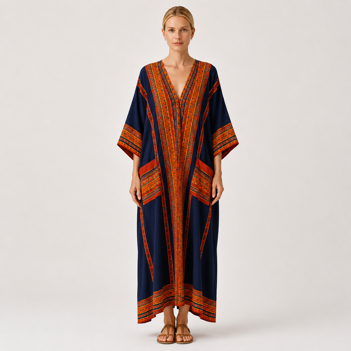 Kaftan Samira Blå Etnisk