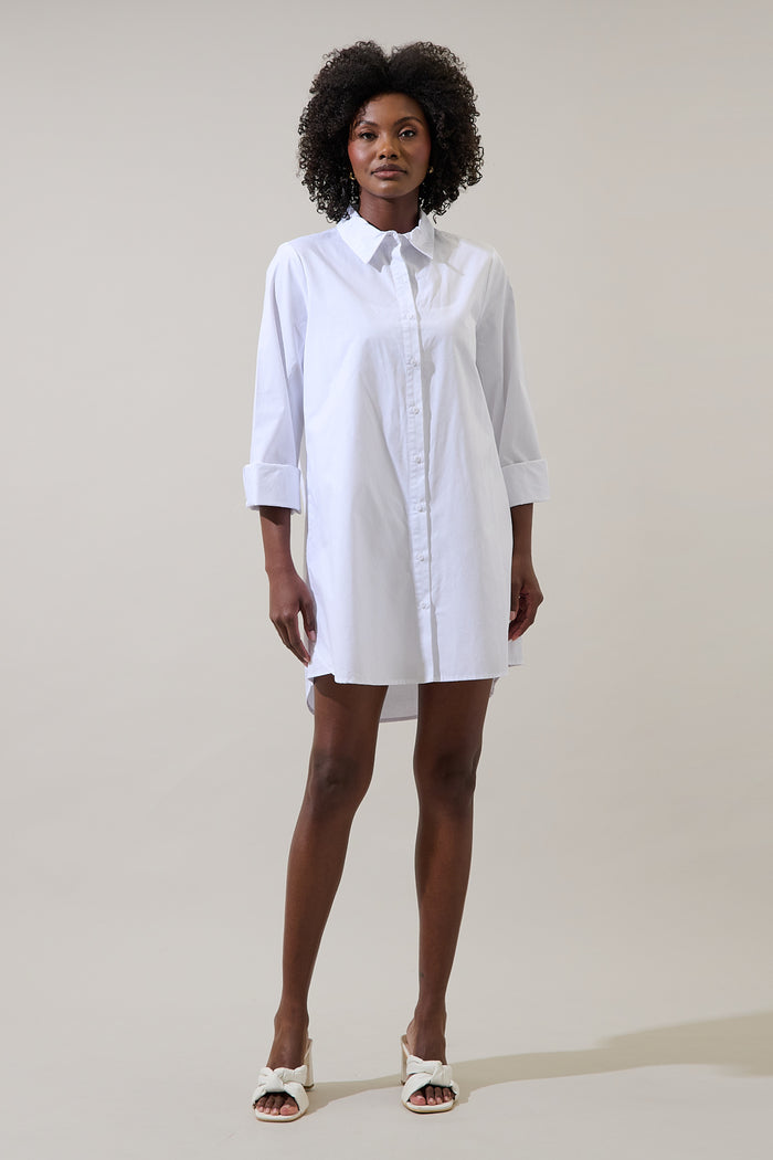 Kaira Poplin Button Down Shirt Dress