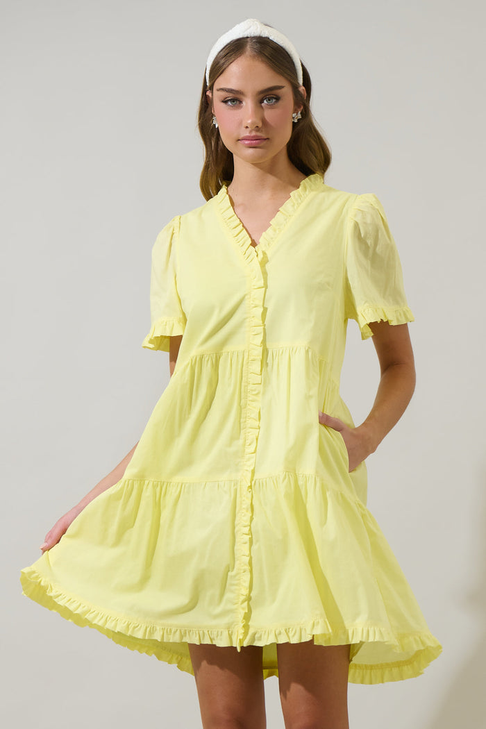 Kara Ruffle Shift Mini Dress